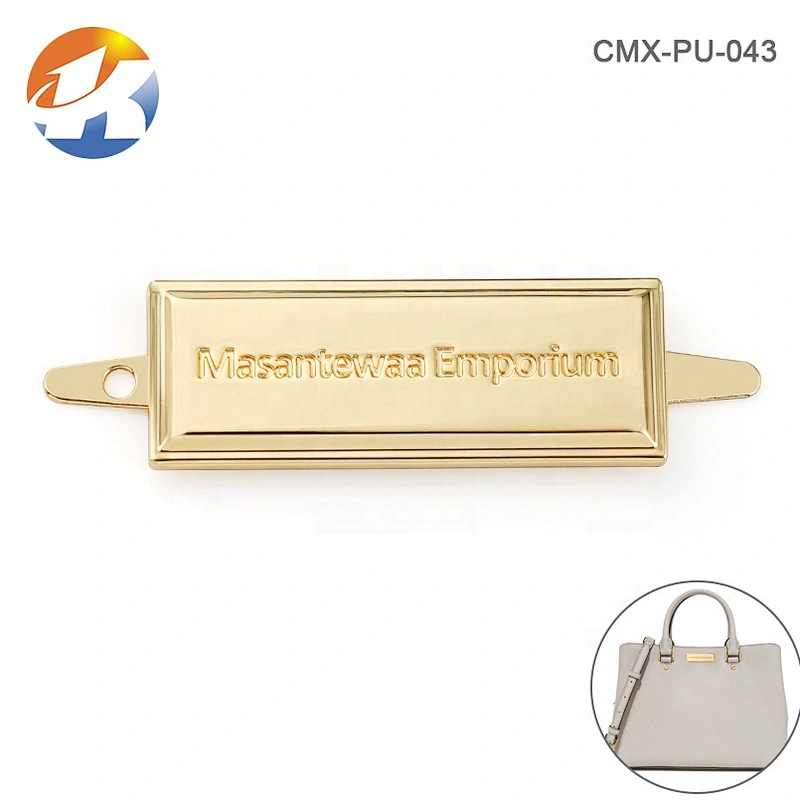 Kangsheng Factory Custom Bag Metal Logo Tag Labels, Wholesale Top Quality Gold Metal Plates Brand Logos Metal Label for Handbags