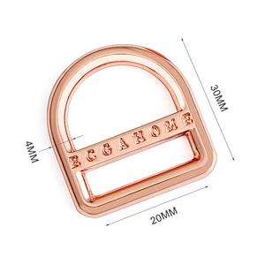 Professional Manufacturer Custom Engraved Logo Metal D Ring Buckle, Rose Gold Metal D-ring for Handbags