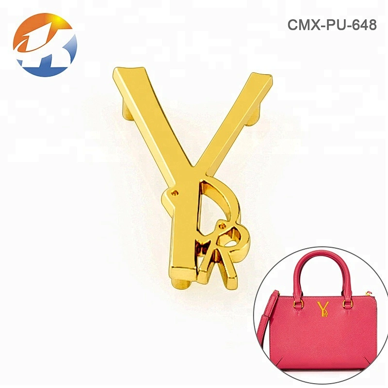 High Quality Bag Fitting Design Metal Letter Logo, Custom Letters Gold Metal Logo Plate for Purse^