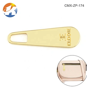 Dongguan Factory Custom Metal Zipper Pulls, Engraved Logo Metal Zipper Puller for Bag and Garment