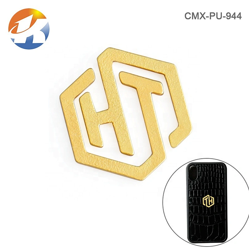 Gold Plated Self-Adhesive Metal Logo Tag for Phone Case, Custom Metal Label with Adhesive