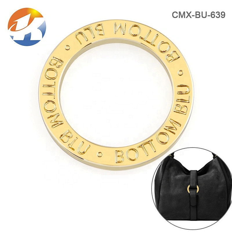 Wholesale Bag Accessory Zinc Alloy Gold Plated Metal O Ring, Custom Engraved Logo Metal Flat O Ring for Handbags Bag Strap