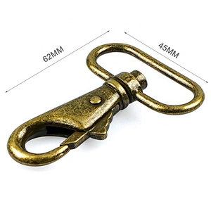 1.5 Inches Zinc Alloy Metal Bag Snap Hook, Antique Brass Color Swivel Snap Hook Buckle for Dog Collar