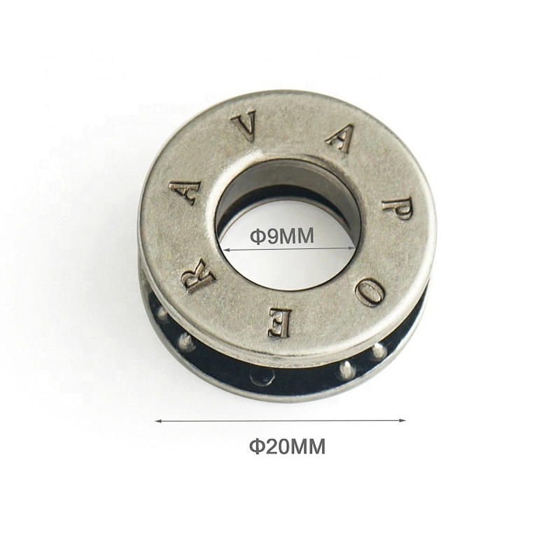High Quality Custom Round Zinc Alloy Engraved Logo Metal Eyelet Grommets For Handbag