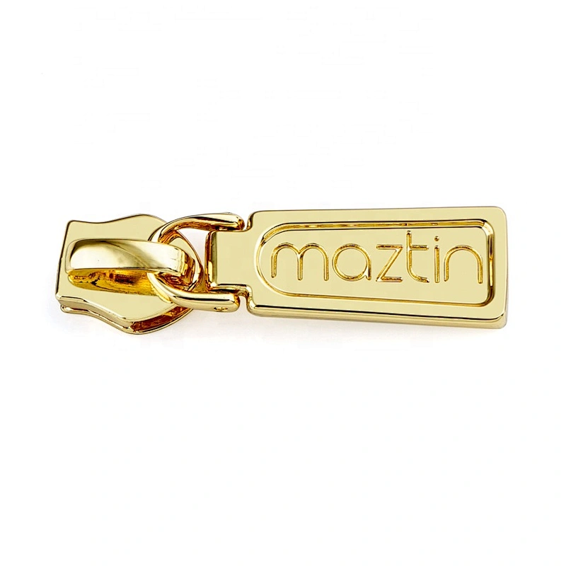 Custom Wallet Zipper Pull With Laser Logo, Gold Plated Metal China Zipper Puller For Bag