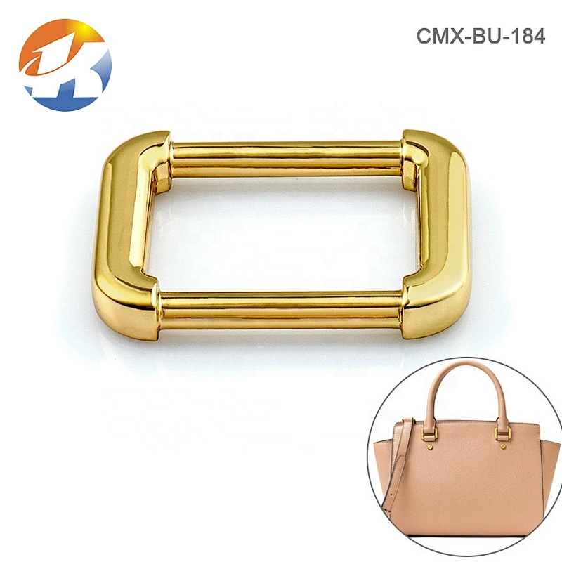 High Grade Custom Gold Metal Buckles, Wholesale Zinc Alloy Nickel-free Plated Square Metal Buckle for Bag Strap