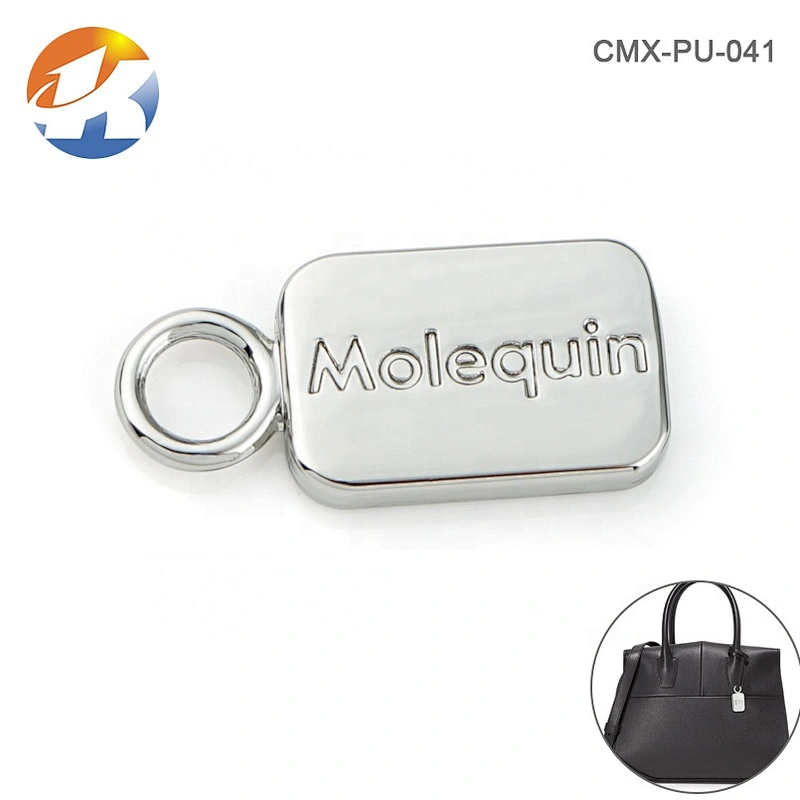 Zinc Alloy Personalised Custom Logo Metal Brand Tags for Leather Bags, Engraved Logo Metal Hanging Plate for Bags