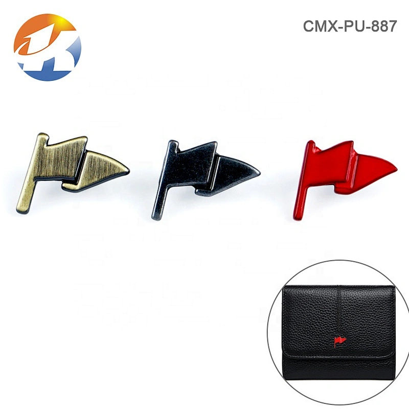 Bag Accessory Small Metal Logo Label, Custom Red Metal Tag for Wallet and Purse