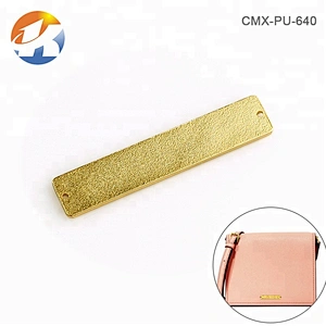 Custom Engraved Logo with 2 Holes Gold Metal Clothing Logo Label, Rectangle Metal Name Plate Tag for Garment