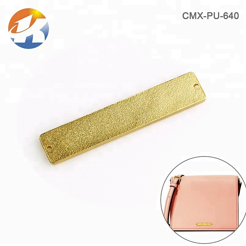 Custom Engraved Logo with 2 Holes Gold Metal Clothing Logo Label, Rectangle Metal Name Plate Tag for Garment
