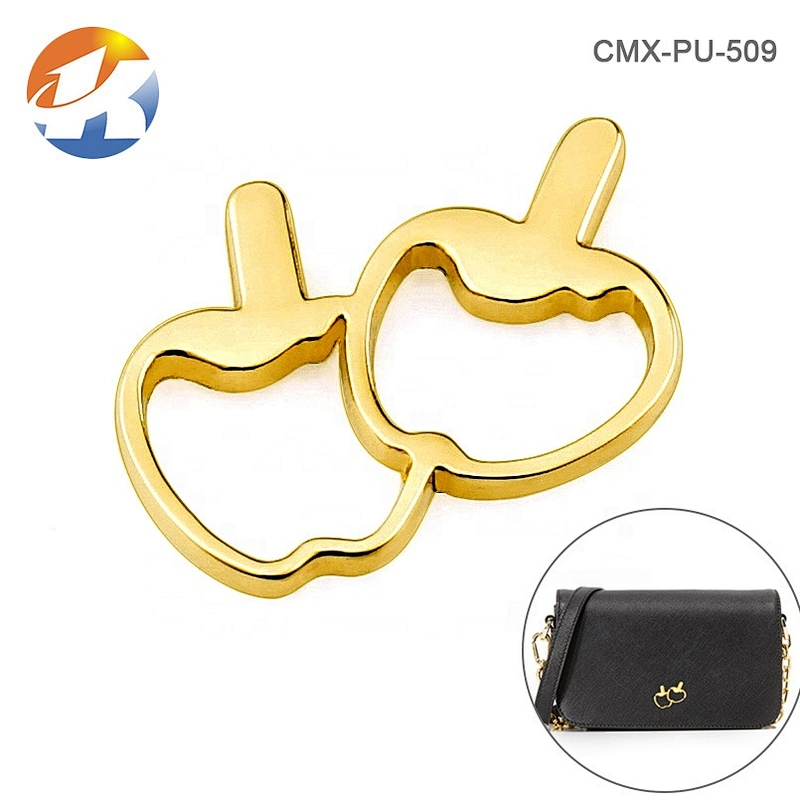 Fashion Gold Double Apples Shape Custom Purse Plate Logo