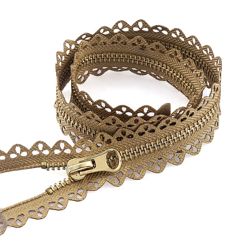 Wholesale Garment Accessories Pink Tape Gold Teeth Zipper Metal