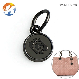 Hot Sale Fashion Custom Hanging Metal Logo Tag, Decoration Gunmetal Color Metal Name Tag with Ring for Bags and Clothing