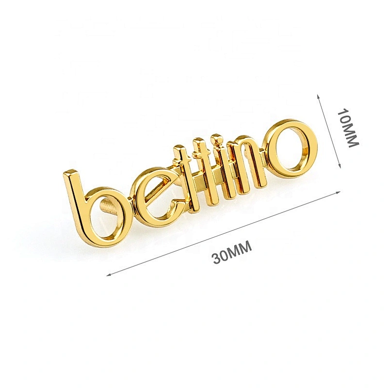 Gold Plated Metal Bag Accessories Name Plate Label Logo, Custom Metal Letters Logos For Handbags