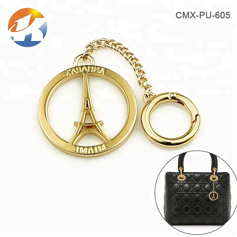 Eiffel Tower Gold Custom Metal Handbag Hanging Logo