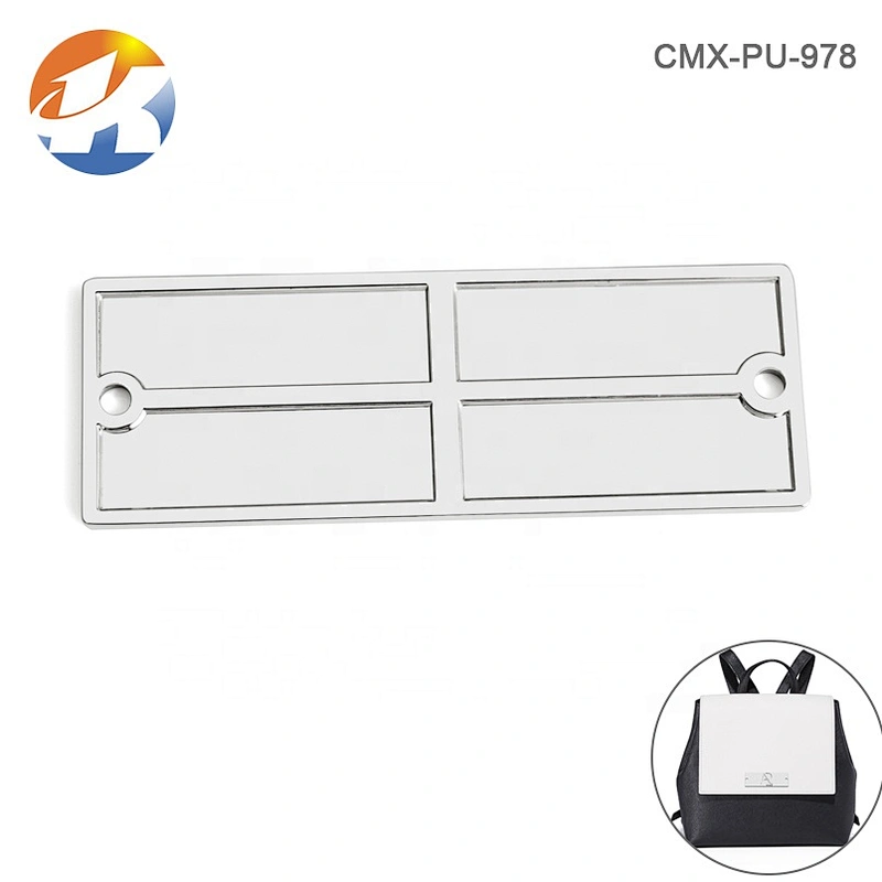 China Supplier Custom Handbag Metal Sewing Label Plate, Bag Accessories Rectangle Metal Logo with 2 Holes