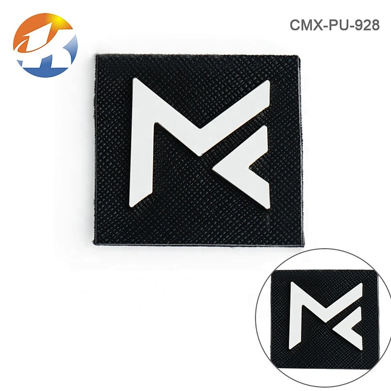 New Products Custom Metal Clothes Leather Tag with Logo, PU Leather Metal Label for Clothing