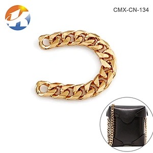 High End Handbag Hardware Fashion Flat Shape Iron Gold Chain