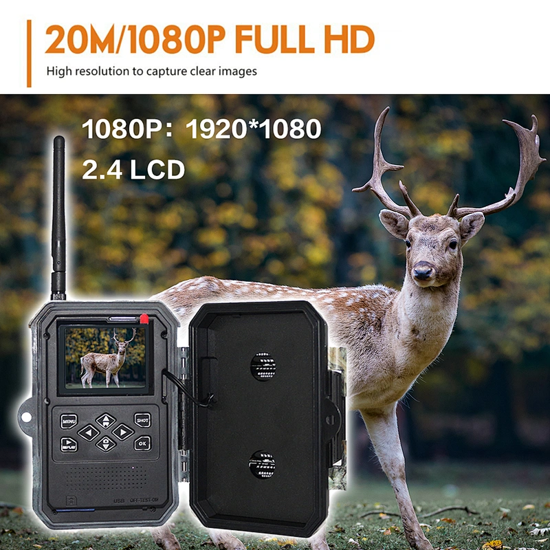 IP66 20MP 1080P 80ft PIR Max 65ft  Night Vision Lighting Distance Trail Surveillance Camera With 3G MMS/SMTP/FTP