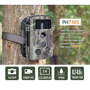 Motion Activated Night Vision Trail Game Camera 16MP 1080P FHD IP66 Waterproof Wildlife Scouting Camera With 850nm Black LEDs
