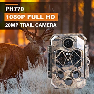 Trail Game Camera 20.0 Megapixel 1080P IP66 Waterproof Hunting Scouting Cam Wildlife Monitoring 120 Degree Detection