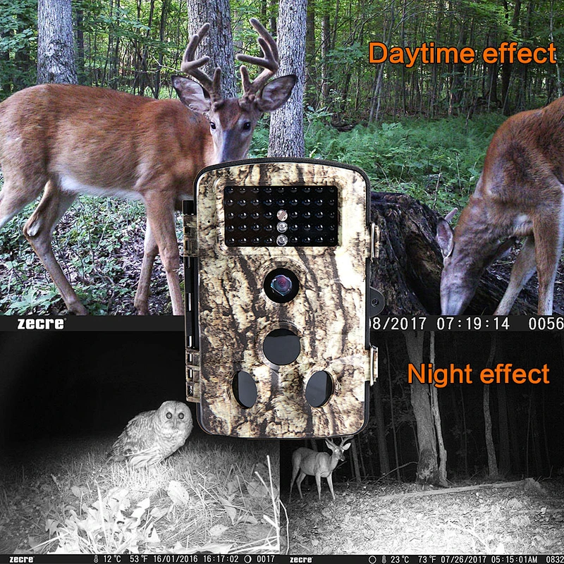 Trail Game Camera 12MP 1080P Waterproof Hunting Scouting Cam for Wildlife Monitoring with 120 Degree Detecting Range
