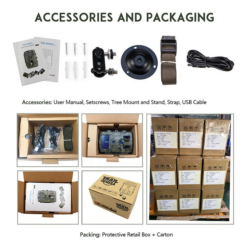 Zecre Motion Activated Hunting Camera With Low Glow Night Vision Scouting Trail Camera 12.0 Megapixel 2.4 Inch TFT LCD Screen