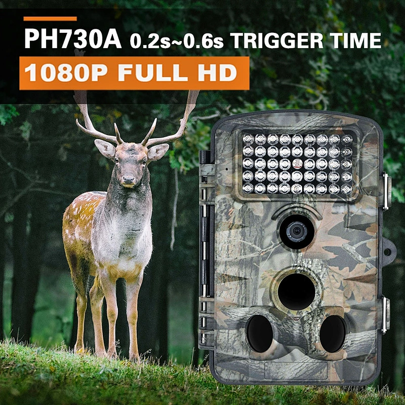 Motion Activated Hunting Camera with Night Vision 2.4 Inch LCD Screen 850NM IR LEDs Waterproof Wildlife Monitoring Camera
