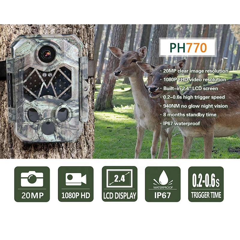 1080P Full HD 80FT Triggering distance Outdoor Waterproof IP67 940NM Night Vision IR LED Lights Wildlife Hunting Camera