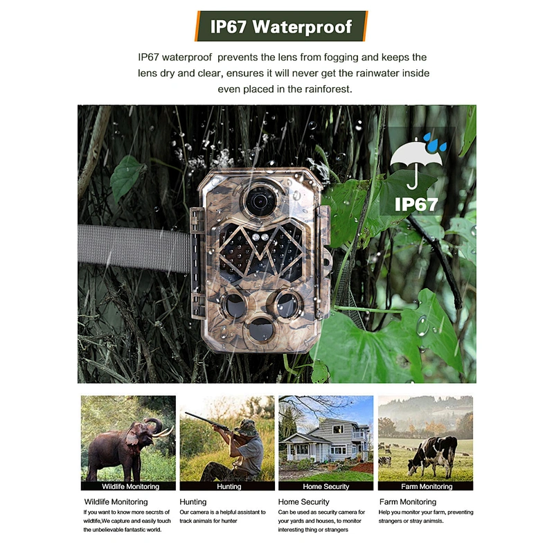 20mp 1080p  trail wildlife surveillance  camera for wild hunting game with solar panel IP66 waterproof