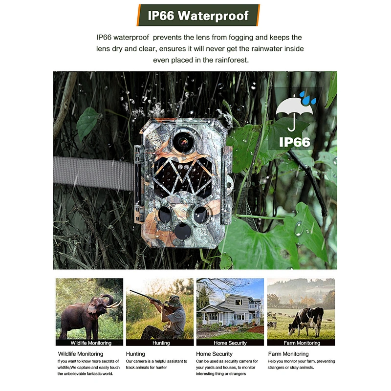 32MP wildlife camera Game Hunting Cam  Outdoor 4k Trail Camera PIR Distance 20M Game Camera