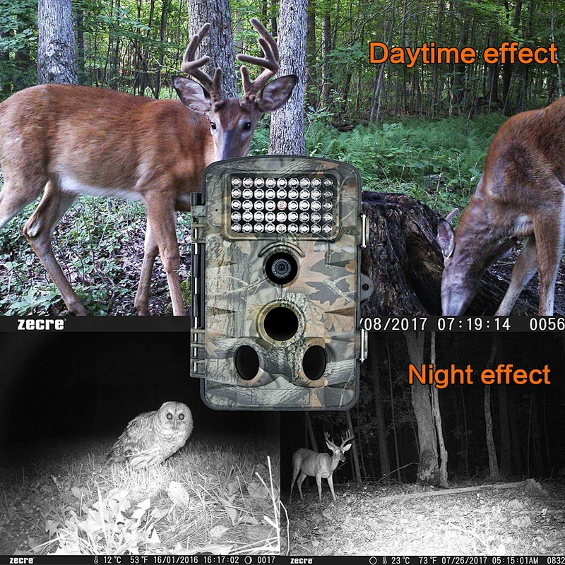 1080P Outdoor 12MP Trail Camera IP56 Waterproof 2.4 Inch TFT LCD Screen Dual PIR Sensor 120 Degree 25 Meter Detecting Range