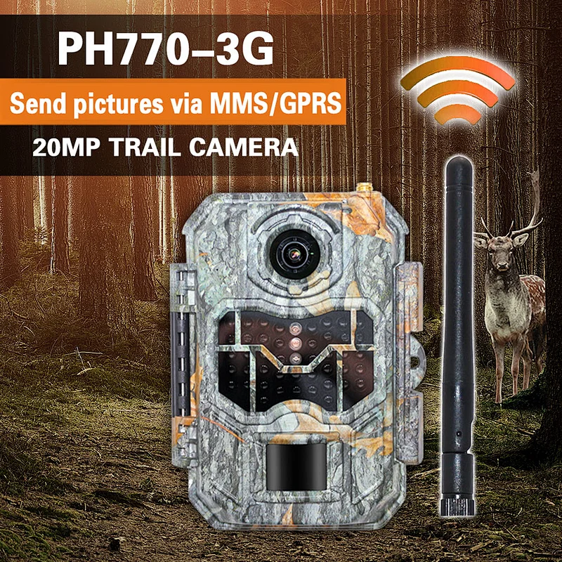 FHD 1080P PH770-3G  5Megapixel CMOS Sensor with  45pcs 940nm IR LEDs 65ft PIR Distance  3G Trail Camera
