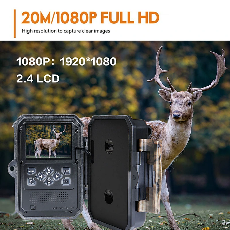 Wildlife hunting trail camera 20MP FHD No Glow LEDs Night Vision 80ft 0.2s Trigger Time Motion Activated