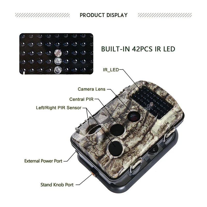 Factory price 16mp wildlife game camera IP66 waterproof hunting camera stealth cam with 42pcs 940nm IR LED