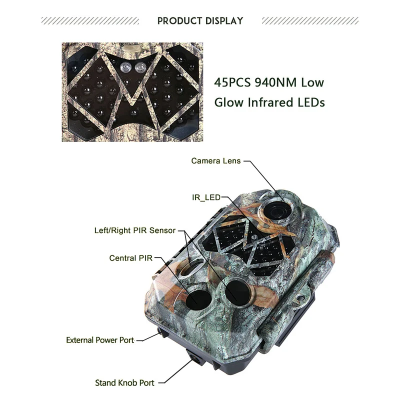 OEM/ODM Trail Camera 32MP 4K  Infrared Wildlife Scouting Hunting Camera waterproof IP66