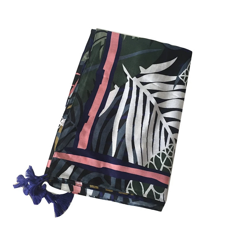 Factory price new style custom printed cotton hemp scarf for women
