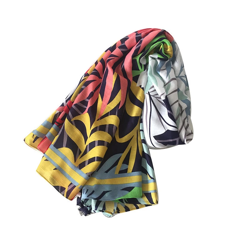 Hot sale printed fashion cotton and linen scarf shawl for women