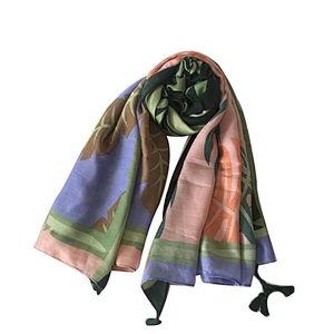 2019 New style spring and autumn custom printed shawl cotton and linen hijab scarf