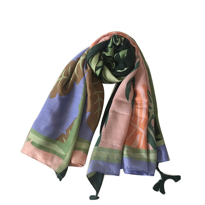 2019 New style spring and autumn custom printed shawl cotton and linen hijab scarf