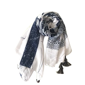 Factory custom ladies tassels shawl wraps spring summer printed long scarf