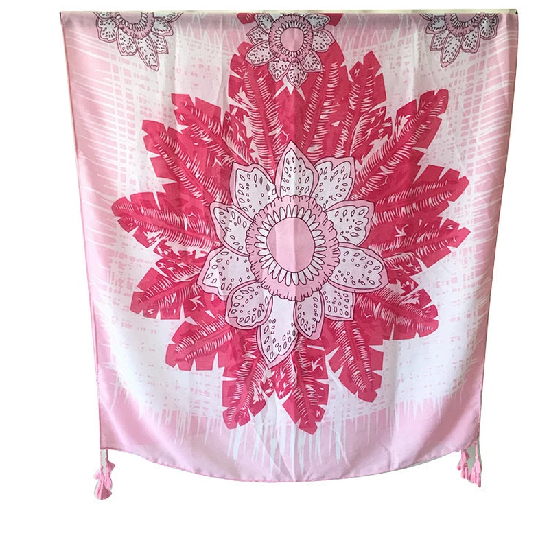 New design fashionable cotton linen scarves ladies flower print scarf shawl