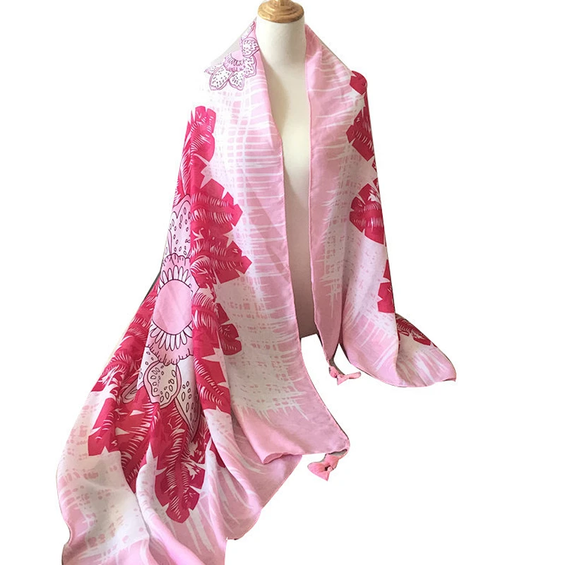 New design fashionable cotton linen scarves ladies flower print scarf shawl