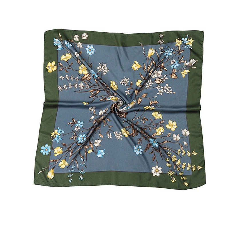 Wholesale factory custom unique design print neck scarf silk satin square scarf