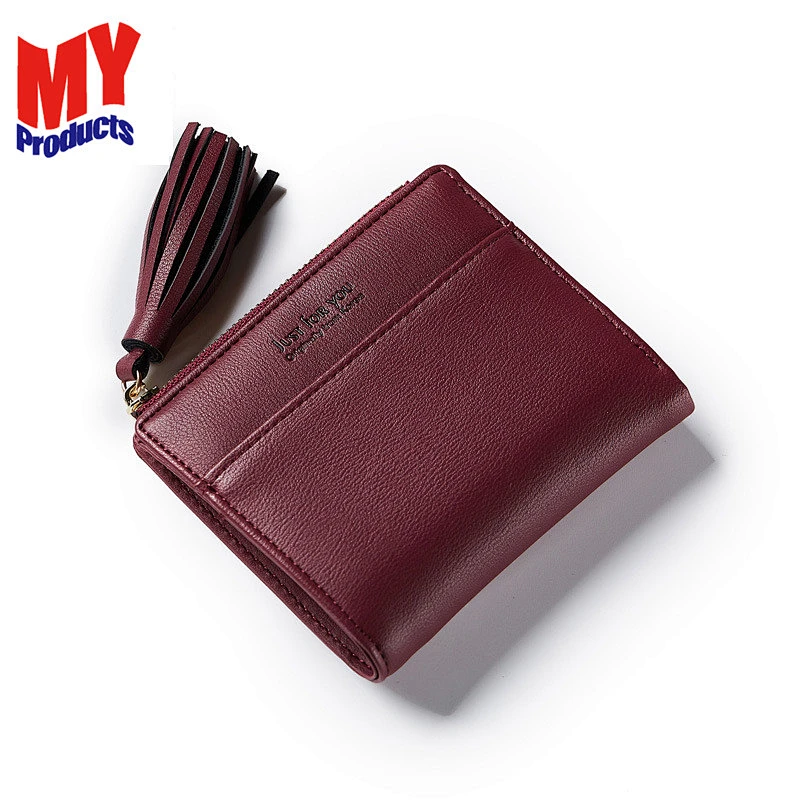 Simply Elegant Design Pure Color Women Wallet Leather For Sale