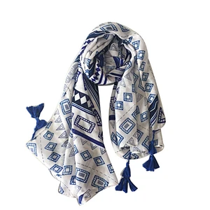 Spring summer women tassel scarves travel sunscreen printed scarf shawl