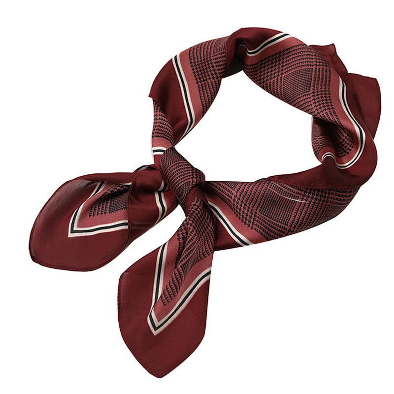 Custom digital printed silk neck scarf satin square scarf for women