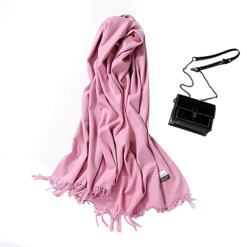 Plain solid color high quality custom women pashmina long scarf cashmere scarves and shawls