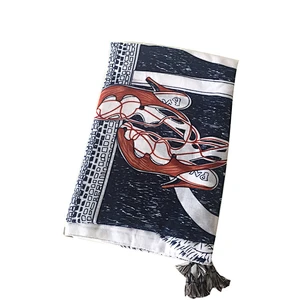 Factory custom ladies tassels shawl wraps spring summer printed long scarf