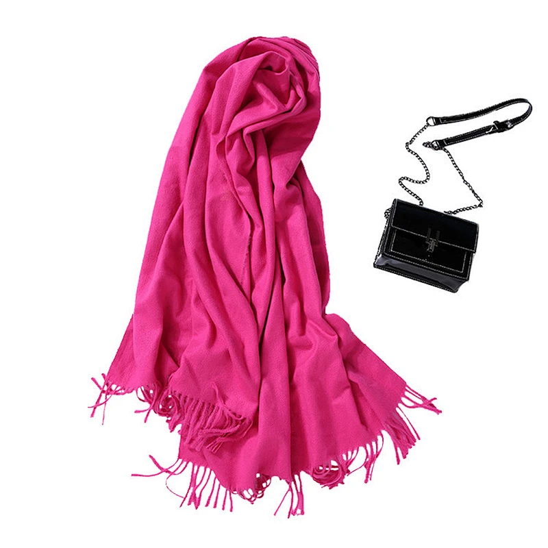 Plain solid color high quality custom women pashmina long scarf cashmere scarves and shawls